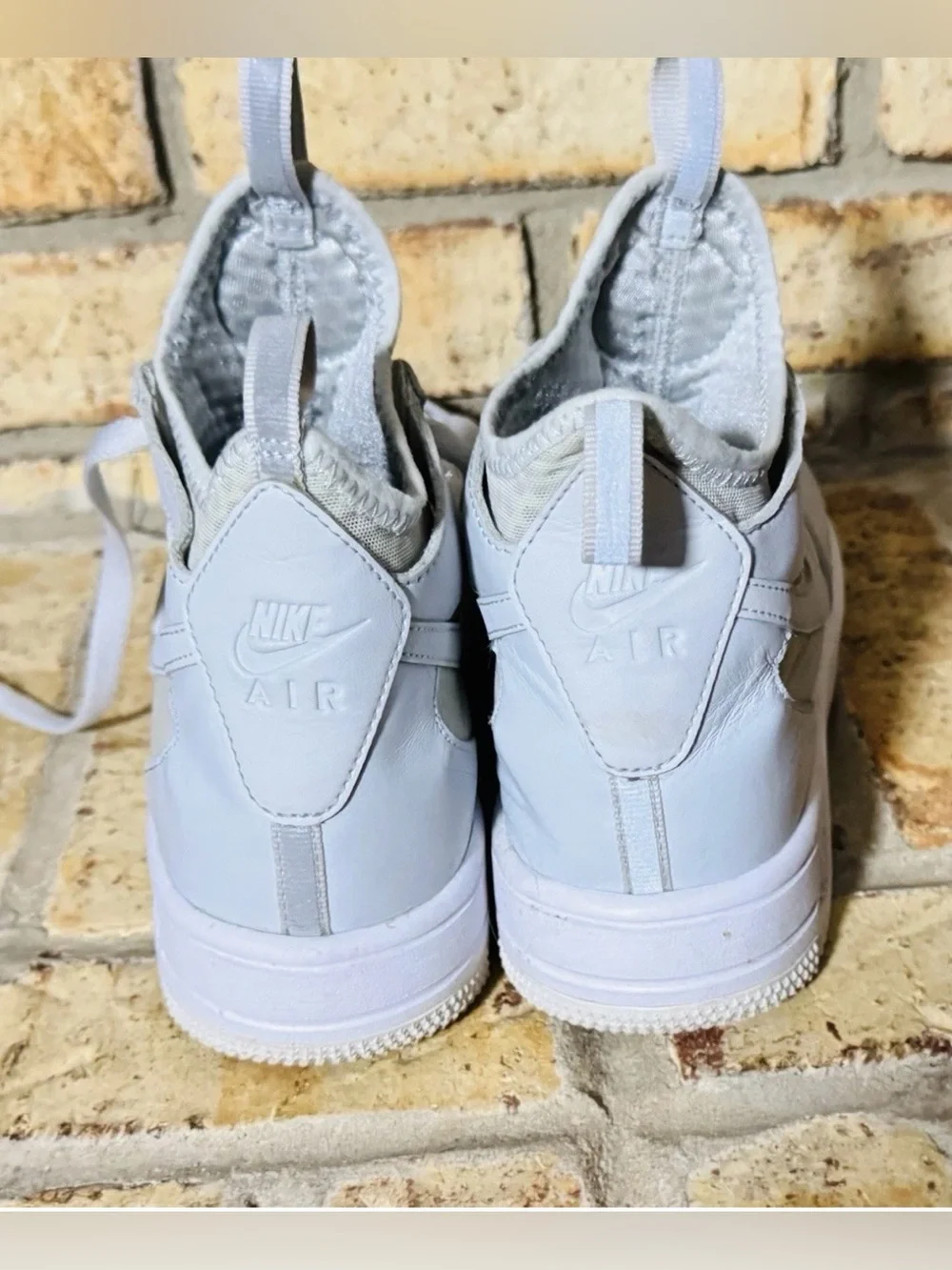 Nike Air Force 1 Boys High Top Sneakers Grey White 5.5Y Lightweight Lace Up